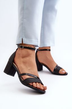 Shimmering Women's Low Heeled Sandals Black Ploemis