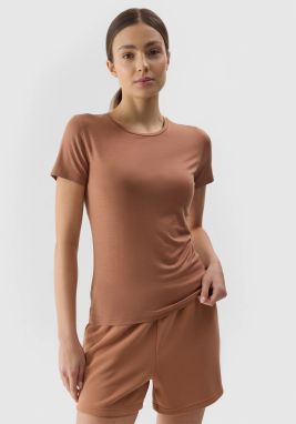 Women's Plain T-Shirt slim 4F - brown