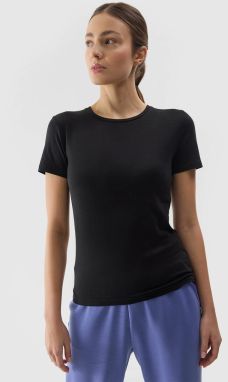 Women's Slim 4F Plain T-Shirt - Black