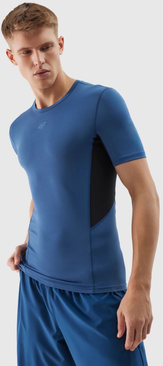 Men's slim sports T-shirt made of recycled 4F materials - navy blue