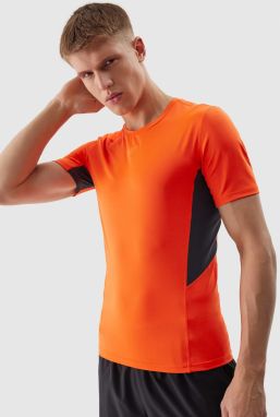 Men's Sports T-Shirt Slim Made of 4F Recycled Materials - Orange