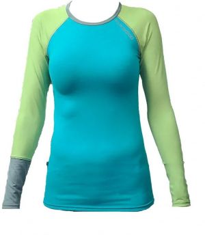 Women's functional bamboo long sleeve T-shirt - emerald - green sleeves