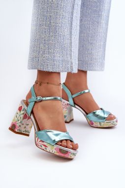 Women's Floral High Heeled Sandals D&A Blue