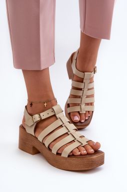 Zazoo Women's leather sandals, beige