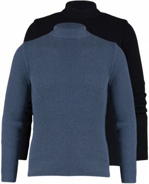 Trendyol Black-Indigo Fitted Narrow Half Turtleneck Rubber Knit 2 Pack Knitwear Sweater