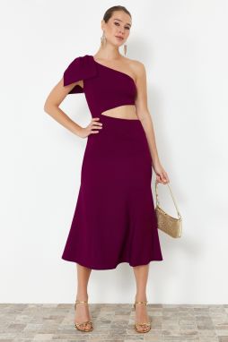 Trendyol Woven Elegant Evening Dress with Plum Bow Window/Cut Out Detail