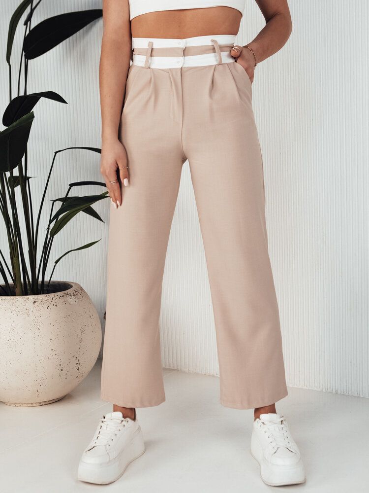 Women's wide trousers GINZOM, beige Dstreet