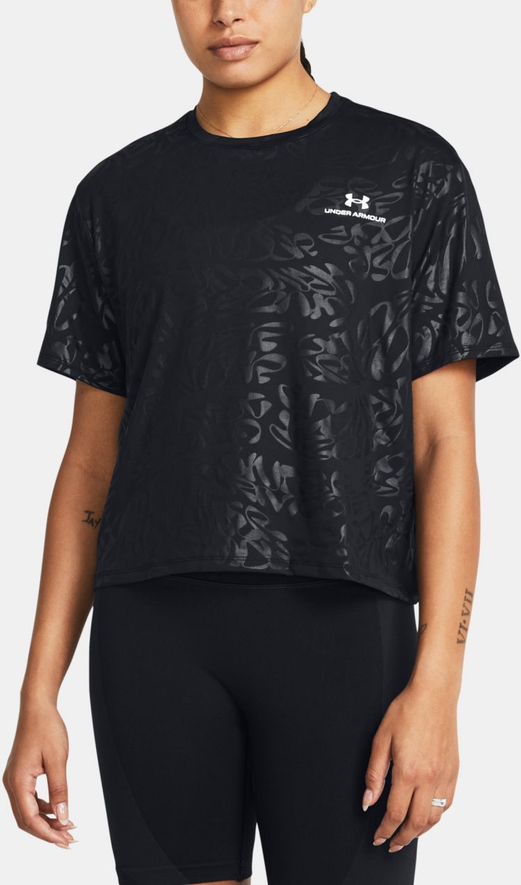 Čierne dámske športové tričko Under Armour Vanish Energy Emboss Crop SS