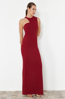 Trendyol Burgundy Body Fitted Woven Long Evening Dress