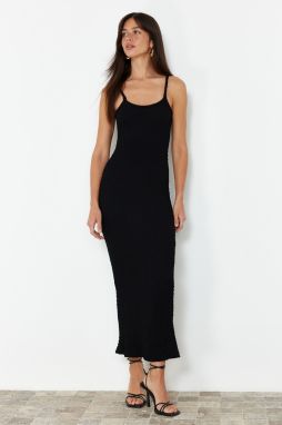 Trendyol Black Textured Plain Bodycone/Fit Strap Maxi Flexible Knitted Pencil Dress