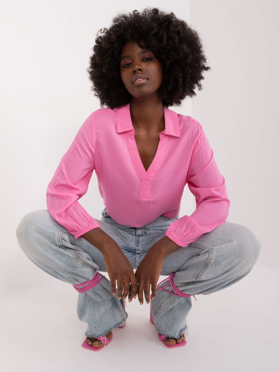 Pink shirt blouse with neckline SUBLEVEL