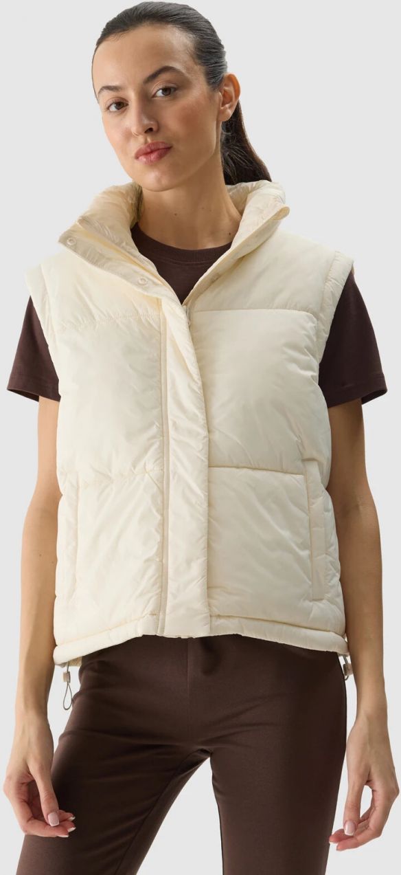Women's down vest with 4F synthetic down filling - beige
