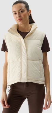 Women's down vest with 4F synthetic down filling - beige