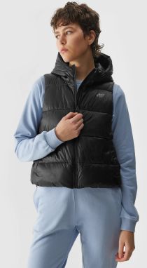 Women's down vest with 4F synthetic down filling - black
