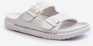 Lightweight Men's Slippers with Big Star Buckles White
