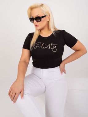 Black women's t-shirt with a round neckline plus size