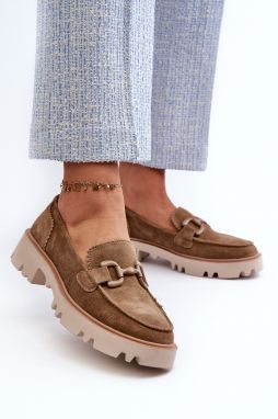 Women's suede loafers with D&A Brown embellishment