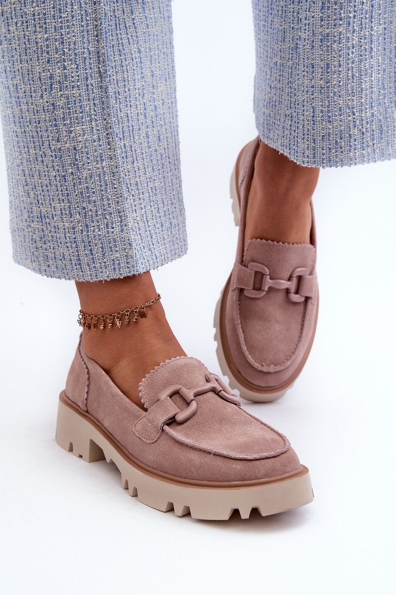 Suede women's loafers with D&A Pink embellishment