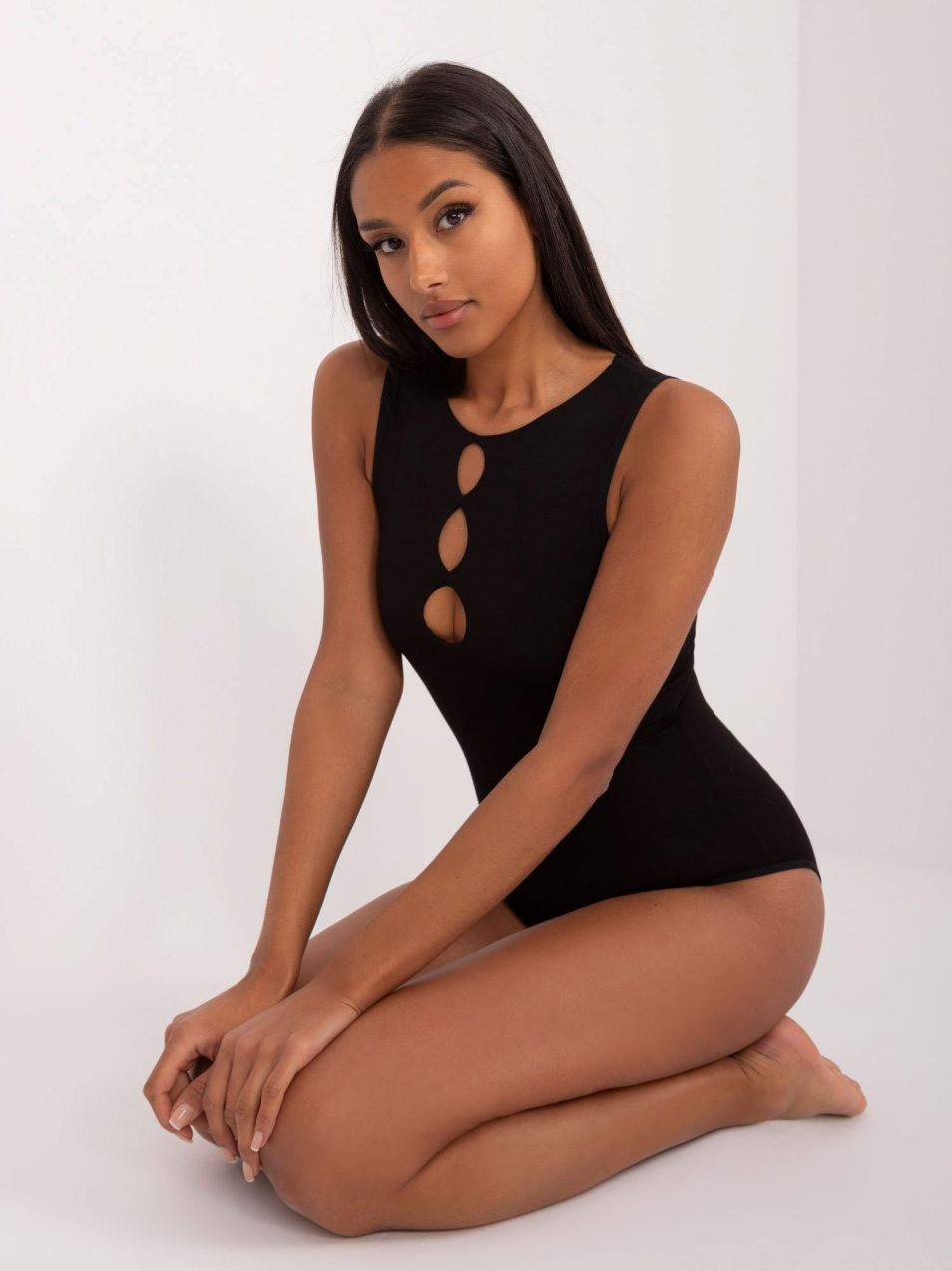 Black women's sleeveless bodysuit