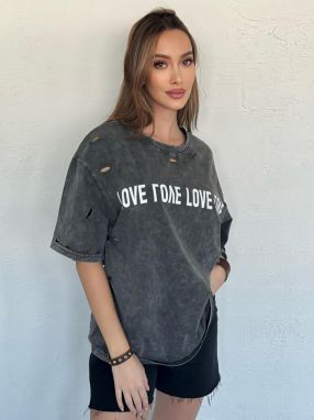 Women's T-shirt with BONGANIR graphite Dstreet print