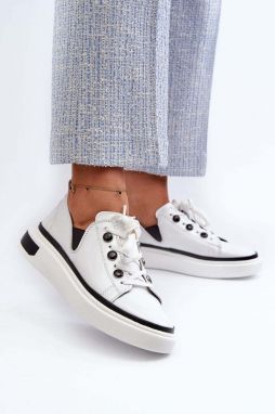 Patent leather women's sneakers D&A White