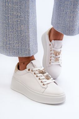 Women's leather platform sneakers with D&A White studs