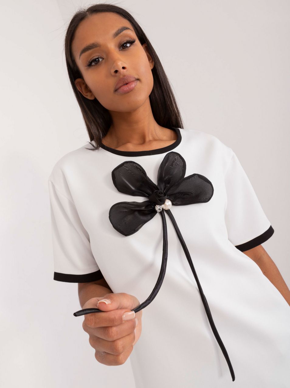 Ecru Formal Blouse with Short Sleeves