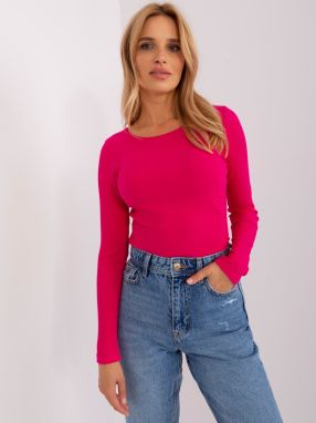 Fuchsia women's basic blouse with long sleeves