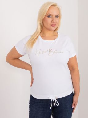 White women's blouse with a round neckline plus size