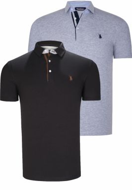 DUAL SET T8582 DEWBERRY PÁNSKE TRIČKO - ČIERNA - SIVÁ