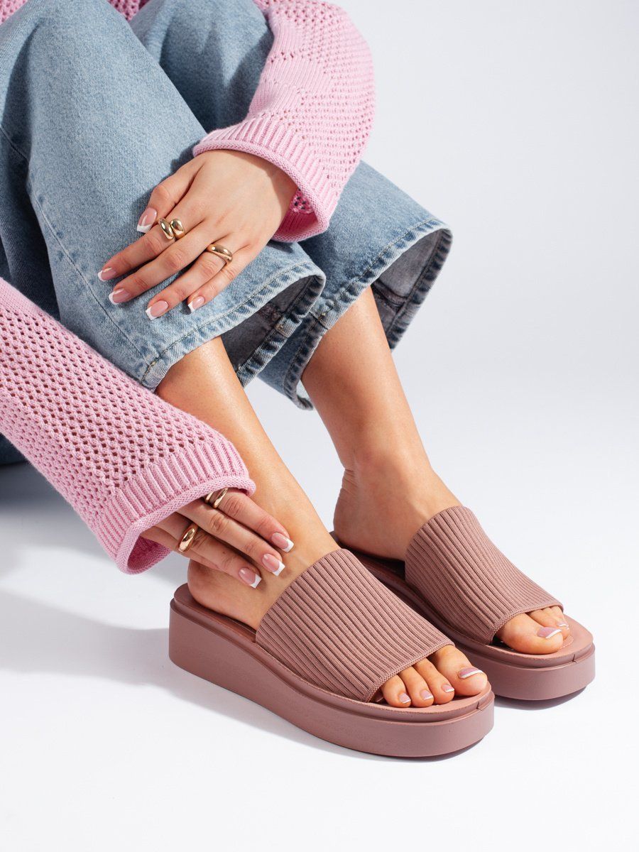 SERGIO LEONE Women's pink wedge flip-flops