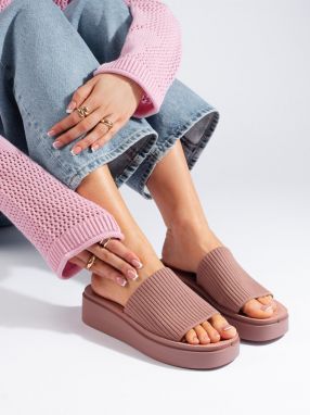 SERGIO LEONE Women's pink wedge flip-flops
