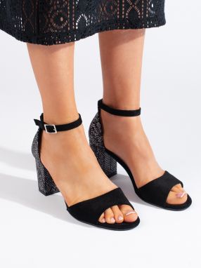 SERGIO LEONE Elegant suede black sandals for women
