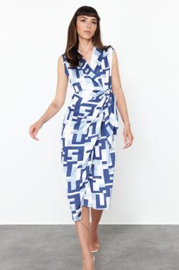 Trendyol Multicolor Double Breasted Collar A-line Satin Midi Woven Dress