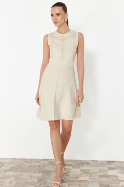 Trendyol Stone Plain A-line Ruched Single Plate Midi Dress