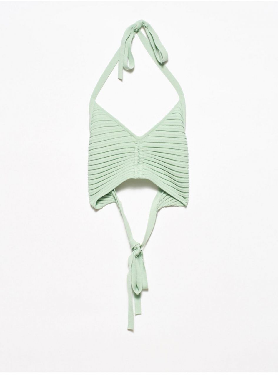 Dilvin 1011 Pletený bustier s viazaním vzadu - mätový