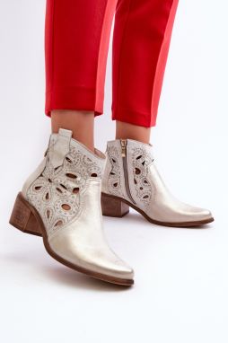 Openwork leather ankle boots Lewski Boots Rubber Gold