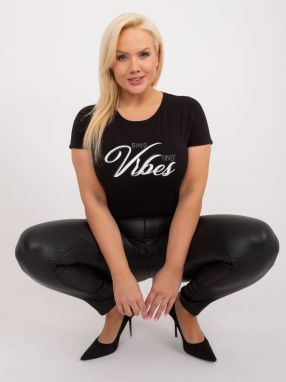 Black plus size t-shirt with a round neckline