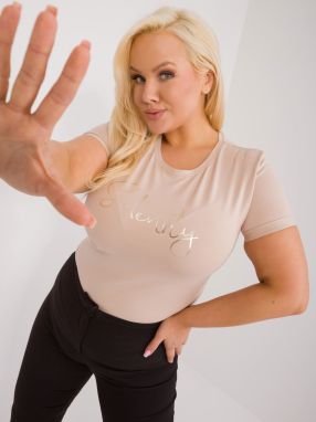 Beige cotton T-shirt plus size