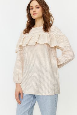 Trendyol Stone Ruffle Detail Seekers Woven Tunic