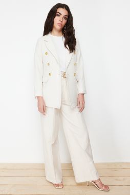 Trendyol Ecru Gold Buttoned Tweed Woven Jacket