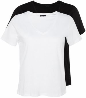 Trendyol Curve Black-White 2-Pack Basic 100% Cotton Knitted T-Shirt