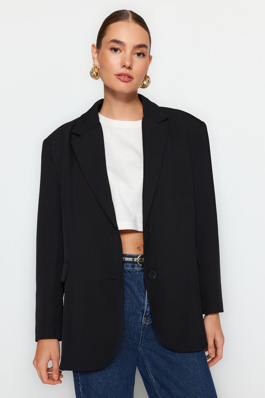 Trendyol Black Woven Extra Oversize Blazer Jacket
