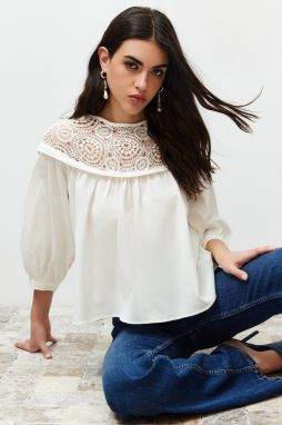 Trendyol Ecru Lace Detail Muslin Woven Blouse