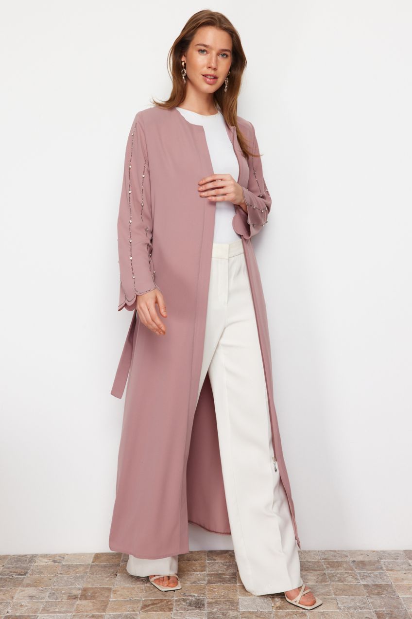 Trendyol Woven Cap & Abaya & Abaya with Powder Stone Accessories