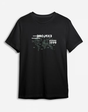 Trendyol Black Back Text Printed Regular/Normal Cut T-shirt