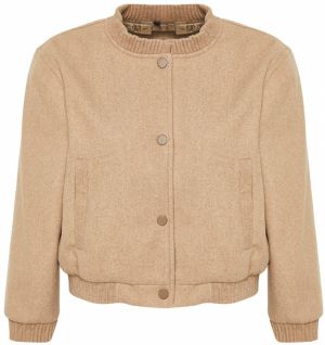 Trendyol Beige Regular Pattern Knitted Cashmere Bomber Jacket Coat