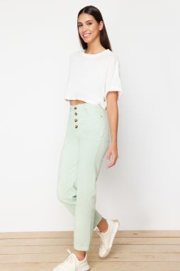 Trendyol Green Front Buttoned High Waist Straight Jeans
