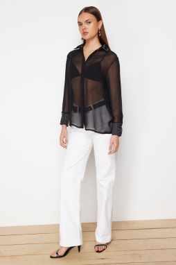 Trendyol Black Transparent Fabric Regular Fit Woven Shirt