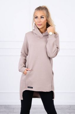 Insulated sweatshirt with longer back dark beige